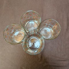4 CHD Anchor Hocking Christmas Goose Holly Berries Rocks Lowball Glasses 1984