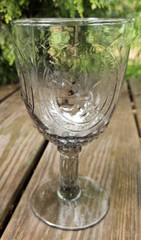 2 Depression EPAG Glass Goblets Wine Smoke Fleur-de-Lis Hobnail Bowl Green Glow