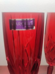 Set of 4 Marquis Brookside Red Champagne Flutes by Waterford