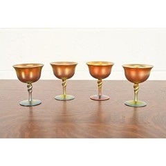 Early 20th Century Steuben Aurene Iridescent Art Glass Goblets – Set of Four