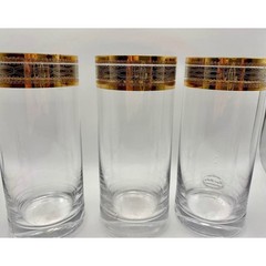 Set of 6 High Ball Gold/Silver rimmed glasses