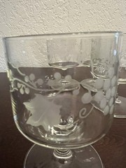 Vtg Etched Sherry Liqueur Port Glasses Dessert Goblet Grape Vine Design Set Of 4