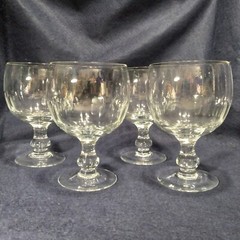 Cut Crystal Goblet Optic Panel Schooner Margarita Fish Bowl Glasses Set Of 4