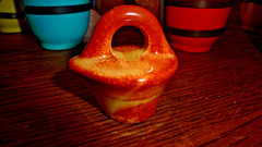 Vintage El Patio Gladding McBean Orange Carafe & 6 Cups Set