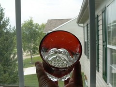Button Arches Ruby Stained Tumbler EAPG George Duncan & Sons #39 circa 1897