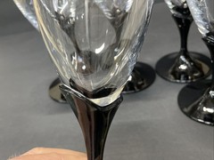 Rare Vintage Mikasa Alexandra Black Wine Stemware Goblet Glass / Iced Tea Set 6