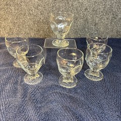 6~Libbey~Chivalry~Clear Rocks~Footed Glasses/Barware~8 oz~Drinkware