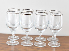 Set Of 8 Silver Rimmed Wine Glasses 6-1/2 » Tall 8 fl oz