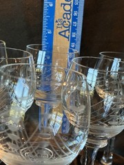 Javit Vintage Cordial Hand Etched Crystal Clipper Ship Glasses Set Of 6