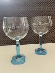 2 X Hexagon Base Bombay Sapphire Large Balloon Gin Glasses 7.75”x3.25” NIB