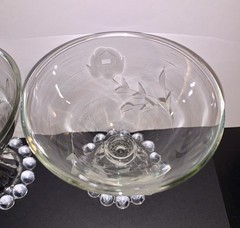 4 Boopie Champagne Dessert Sherbet Etched Rose Glasses Vintage