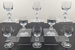 (8) Import Assoc Claudia Cordial Glasses Set Vintage Ball Stemware Bar Retro Lot