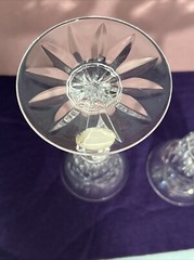Gorham Crystal Victoria’s Garden Candlesticks 2 Clear Cut Florals 6.5