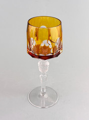 Nachtmann Antika Amber Panel Cut Crystal Knob Stem Hock Wine Glass 7 7/8»