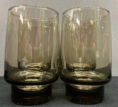 Libbey Tawny Accent Smoky Brown Stackable Tumbler Beverage Glasses 12oz Set of 4