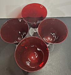 Ruby Red Goblets Home Essentials 14oz Water Wine Glasses 7.25″ Hand Blown Set/4