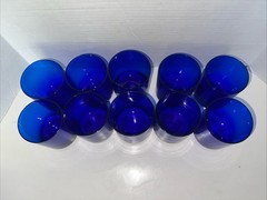 Set Of 10 Cobalt Blue Tumblers Glasses 4″