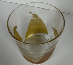1 Vintage Randy R. Strong Studios Handblown Cocktail Glass Gold Leaf