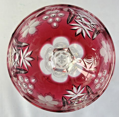 2 Vtg Crystal Clear Industries Cranberry Cut To Clear Wine Hock Glasses Hungary