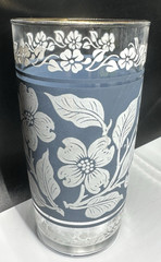 Set of 8 Vintage Hazel Atlas Dogwood Wedgewood Blue White Tumbler Glasses 1960s