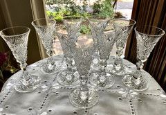 ELMIRA #17 AMERICAN BRILLIANT CUT GLASS SHERRY GLASSES (8) C.1903-1905