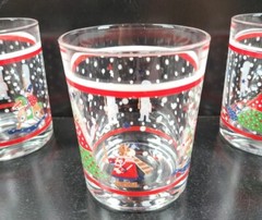 7 Epoch Holiday Joy Double Old Fashioned Set Vintage Christmas Drink Glasses Lot