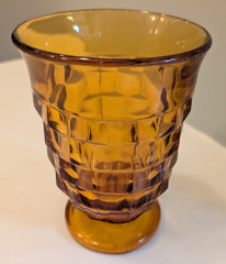 Vintage Indiana Glass Colony Whitehall Cubist Amber Juice Glass Midcentury