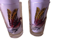 2 Vintage Flying Red & Yellow Ducks 5″ Tall HiBall Tumblers Mid Century Modern