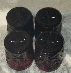 Set of 4 RUBY Cristal D’Arques Durand 11oz 3.75″ Luminarc Glass ON THE ROCKS EUC