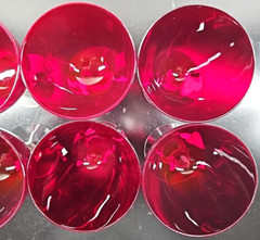 6 Duncan Miller Ruby Red Water Goblet Set Vintage Elegant Clear Stemware MCM Lot