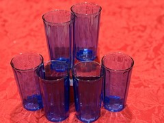Vintage Anchor Hocking Essex Cobalt Blue Panel Glasses Tumblers Set of 6 MCM