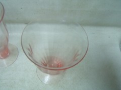 Fry 1-5-Pink Straight Optic Ice Tea Glasses Set of 4 Good condition Flea Bites