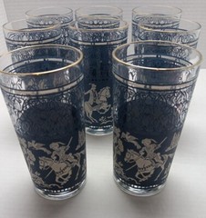 Warrior Mid Century Arabian Knight Jasper Ware Vintage Drinking Glasses Set Of 8