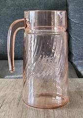 Rosaline Pink Swirl Optic 48 Oz Pitcher By Cristal D»Arques – Durand 8 3/8″
