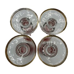 Vintage Cranberry Ruby Cut To Clear Decanter Set of 4 Cordial Liquor Glasses