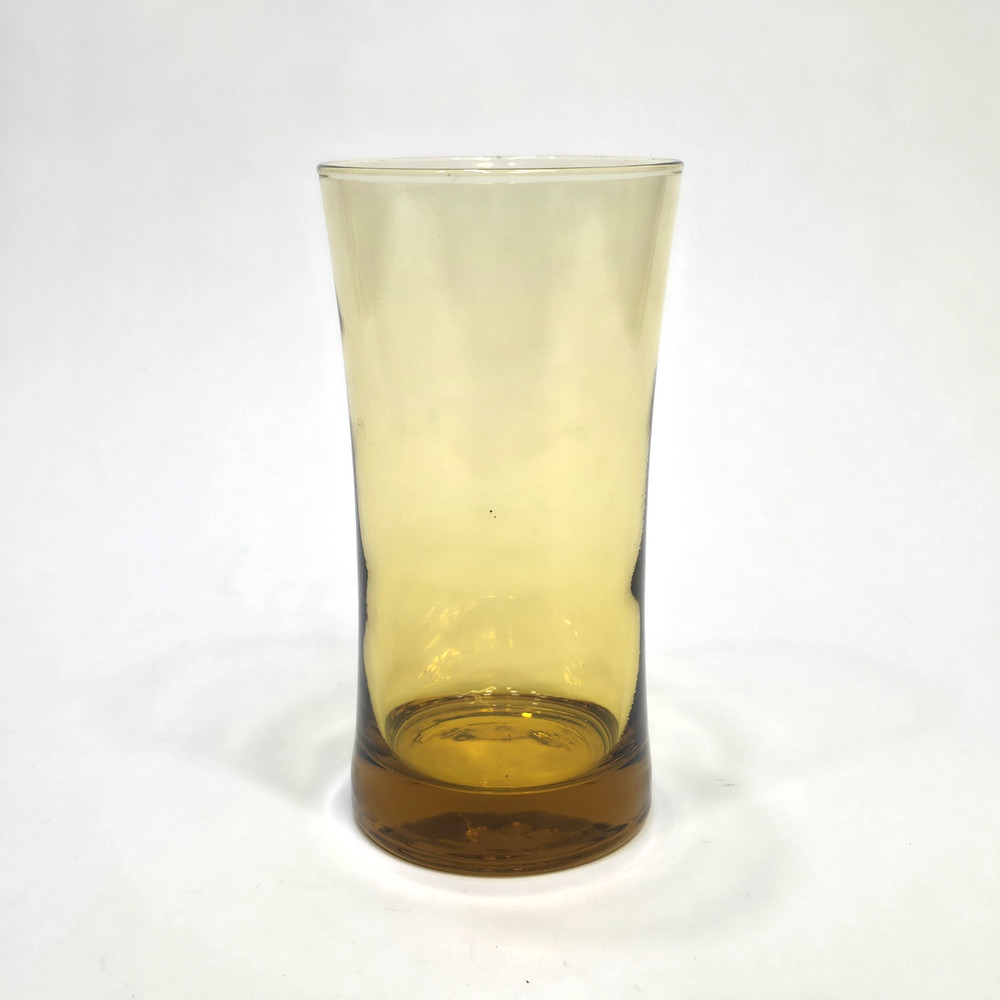 Vtg Amber Drinking Glass Flared Tumbler Replacement, 5.75″ Weighted Bottom 1950s