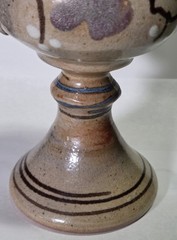 Vintage Signed Studio Art Pottery Wine Goblet Monogram Chop Mark Floral