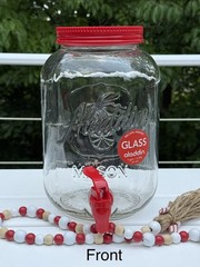 4 Vintage 1960s Red Textured Apple Glass 6” Tumblers + Aladdin Tea Jar Dispenser