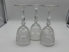 Antique Gold Rim Goblets Hobstar Pattern By Libbey Set Of 3 NEW Clear
