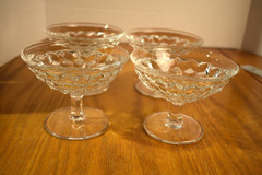 Fostoria American #2056 Line, Low Sherbet Glass Regular Rim 5oz Set of 4, 3.5″