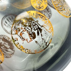 Vintage MCM Federal Glass Roman Coin Roly Poly Smoky Lowball Cocktail Glasses
