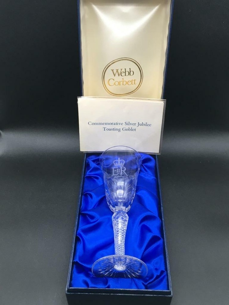 WEBB CORBETT H.M THE QUEEN JUBILEE LTD ED 455/750 CRYSTAL GOBLET MIB+CERT CR1884