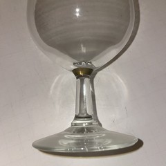 Lot Of 4 Wine Water Goblet Clear Glasses Gold Trim Stemware 7″ Unknown Maker #1
