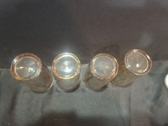Vtg Jeannette Glass Hex Optic Iridescent Marigold Tumblers Carnival Glass SetOf4