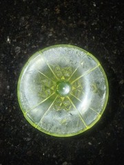 Vintage Fenton Uranium Topaz opalescent Wine Goblet, Daisy&Button, Rare! Glows