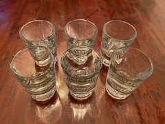 Set of 6 Vtg. Libbey Heavy Bottom Beveled Shot Glasses USA