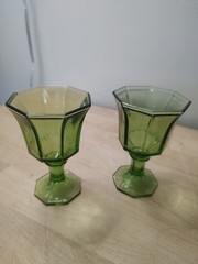 Lot Of 4 Independence Glass Octogonal Green Juice Glass