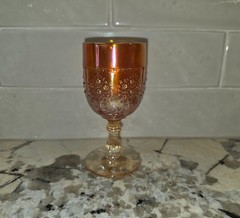 Vintage Fenton Marigold Carnival Glass Orange Tree Wine Goblet Art Glass
