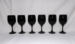 Libbey Black Amethyst Wine Glasses Water Goblets Set of 6