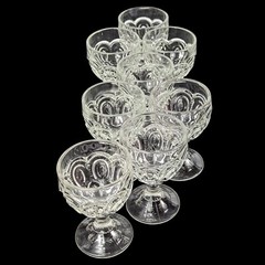 LE Smith Moon And Stars Vintage Claret Wine Glasses Set 8 Clear Pressed Glass